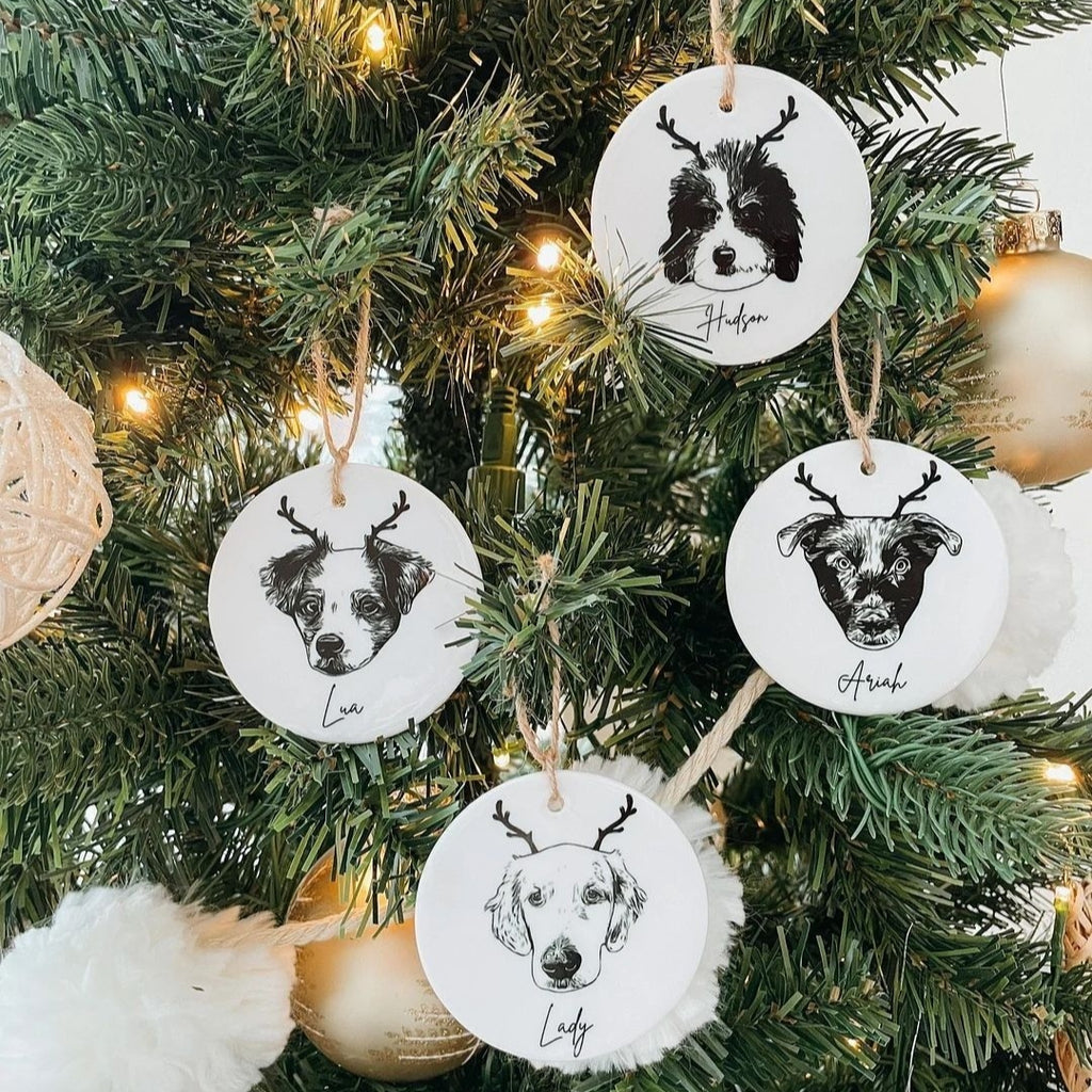 Elegant pet portrait ornament ready for gifting
