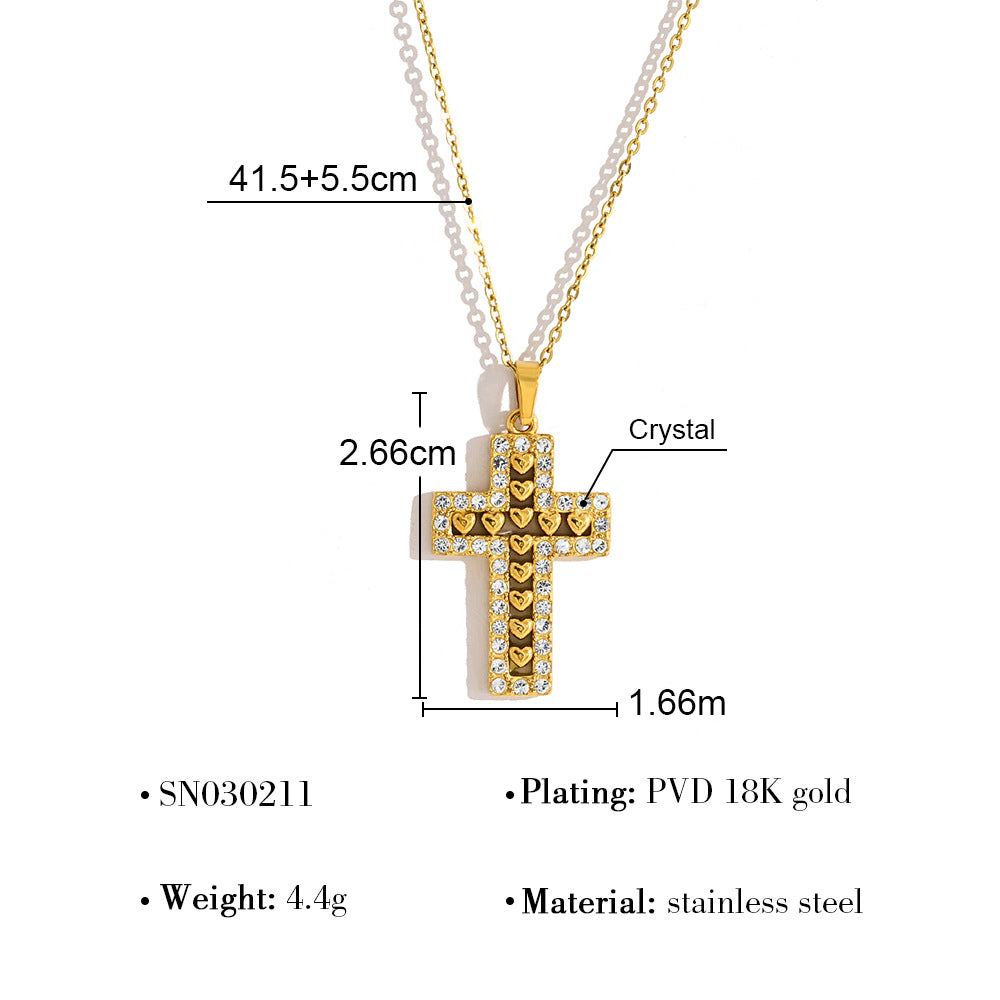 Stainless Steel Gold Cross Pendant Necklace Secondary image