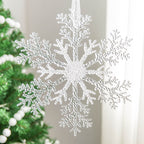 Acrylic snowflake pendant with two holes ready for hanging on tree branch