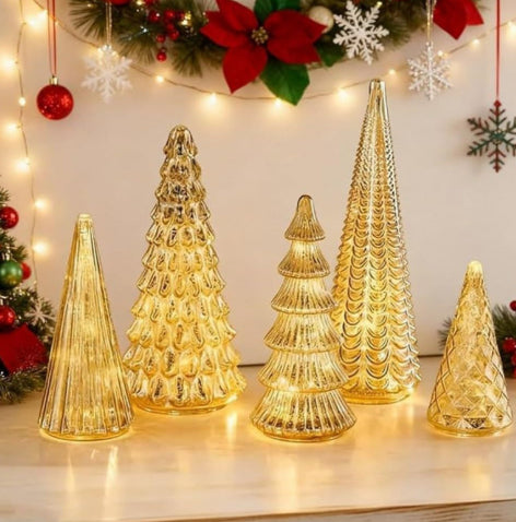 Decorative glazed ornament featuring classic Christmas tree shape