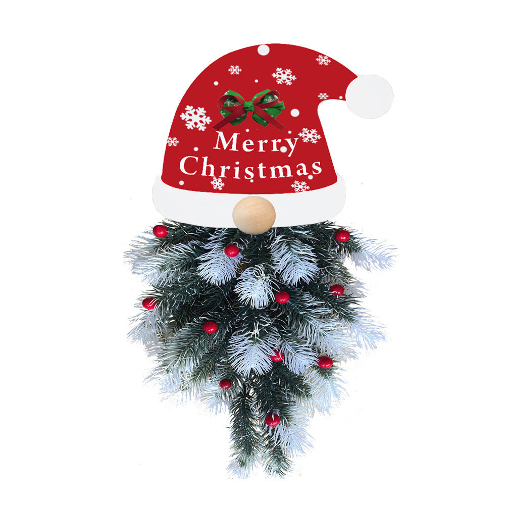 Christmas pine garland pendant displayed on window with winter scene visible outside