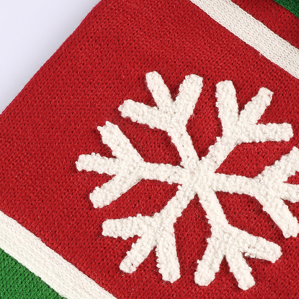 Christmas tree style festive gift bag shaped like holiday stocking for treats and surprises
