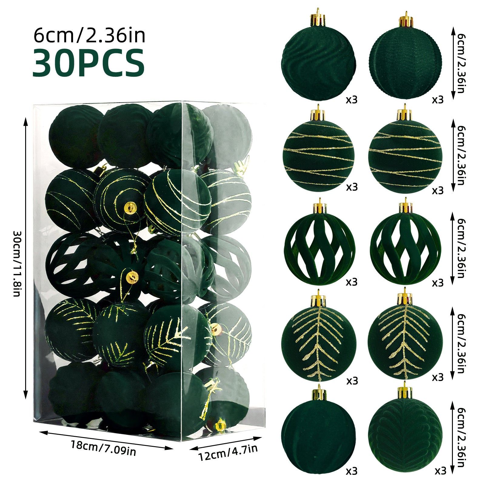 30-pack Christmas ball set in white and gold for festive home decor