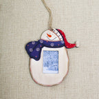 Festive wooden pendant photo frame for Christmas tree or wall display