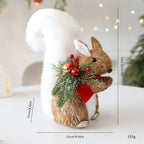 Handcrafted straw squirrel ornament for rustic holiday decor