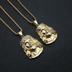 Gilded pendant necklace with ethnic-inspired design elements