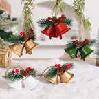 Ornate double bell Christmas pendant with wrought iron craftsmanship