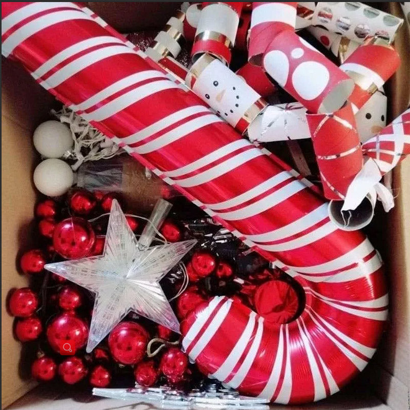 Foil balloons shaped like a crutch for festive decorating