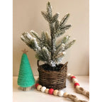 Handcrafted red cotton thread mini Christmas tree ornament for holiday display