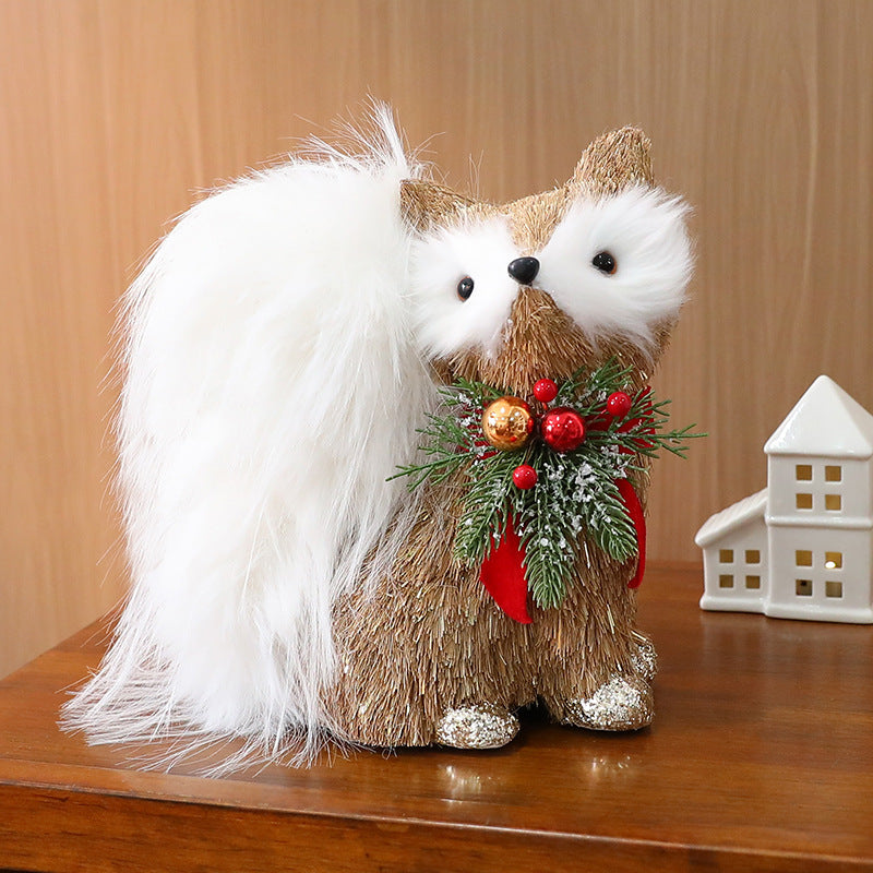 Natural straw deer Christmas ornament woodland theme