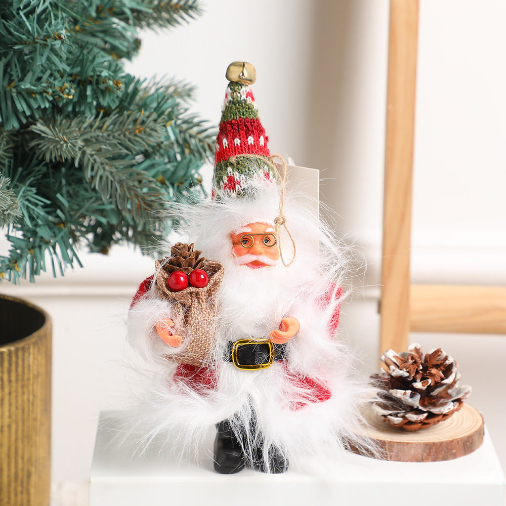 Faceless Santa Claus figure in warm holiday living room setting