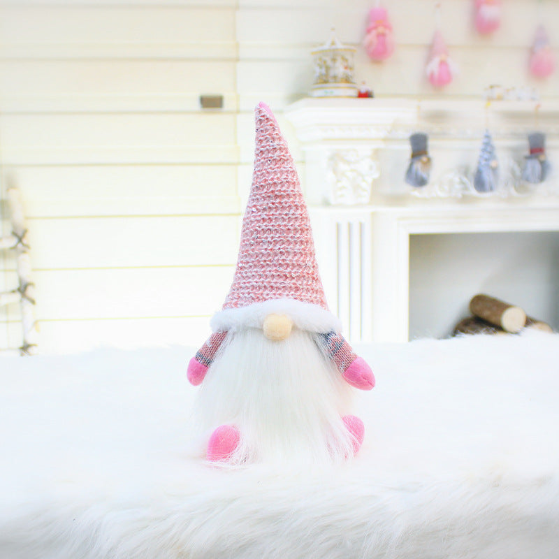 Gray faceless doll festive window decoration