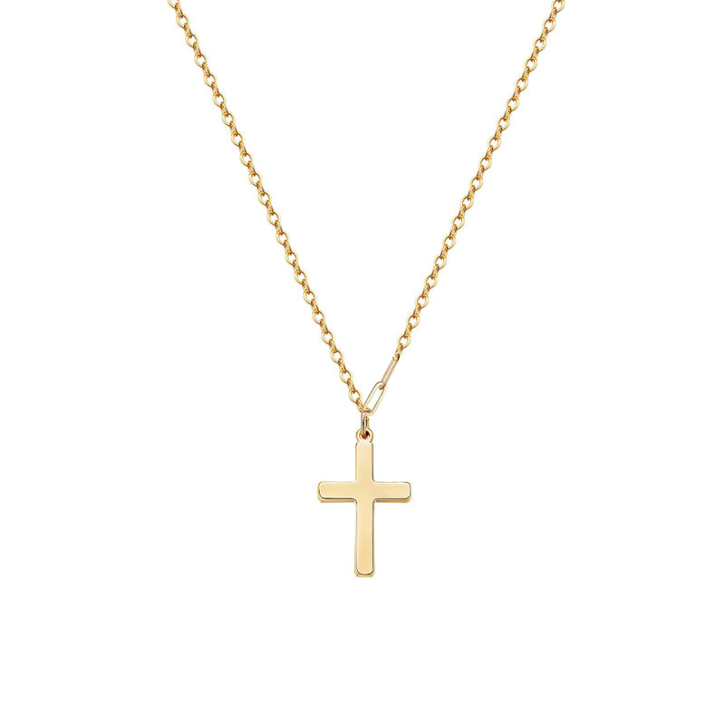 Elegant small cross necklace with choker-style chain in gold finish