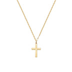 Elegant small cross necklace with choker-style chain in gold finish