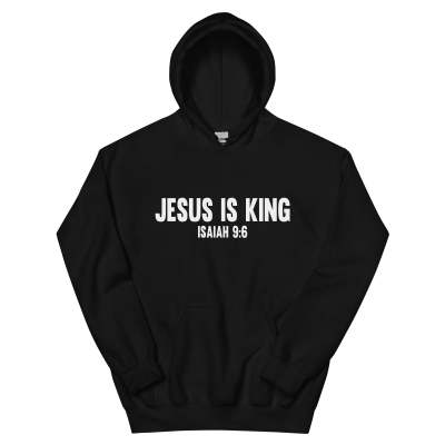 Jesus Is King red printed hoodie front view with bold faith graphic Main image