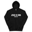 Jesus Is King red printed hoodie front view with bold faith graphic