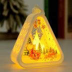 Bronze Christmas tree candle lamp with UV printed details and glass shade