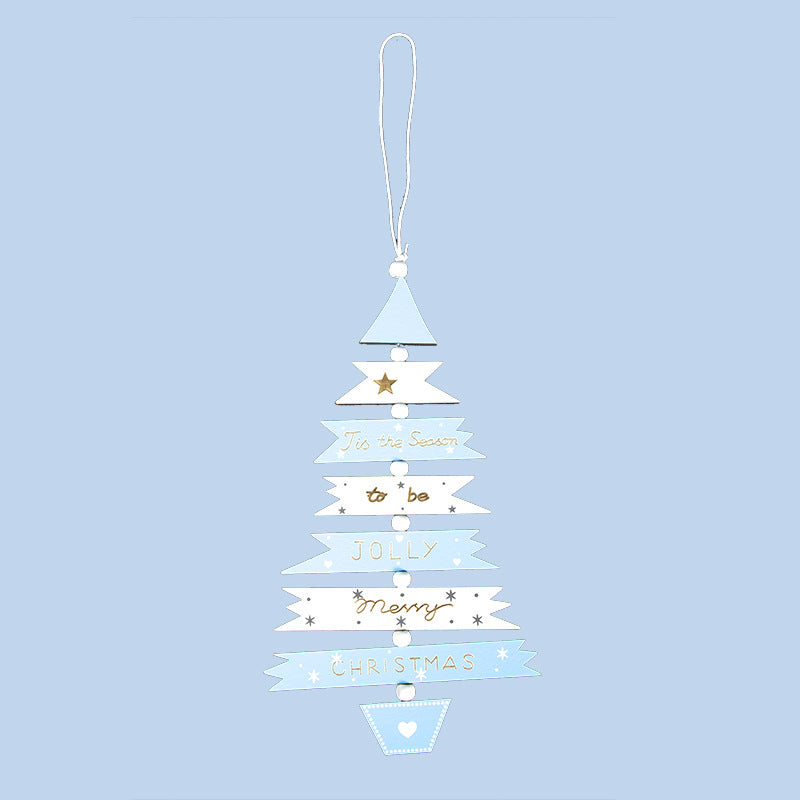 Colorful painted wooden Christmas tree pendant for holiday display