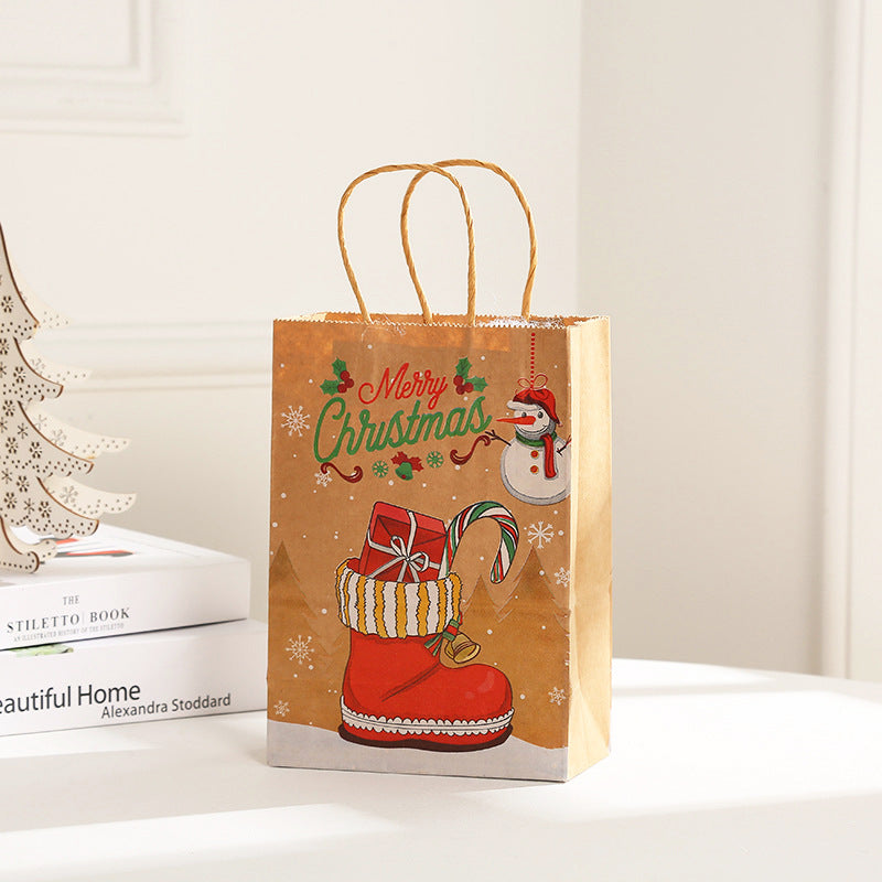 Assorted Christmas gift bags showing various elk and snowflake patterns