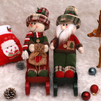 Sled elk doll ornament in traditional European American Christmas style