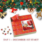 Creative 24-grid advent calendar puzzle with Christmas theme for counting down to December 25th
