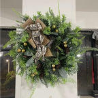 Close-up of realistic plastic pine cones on festive Christmas wreath