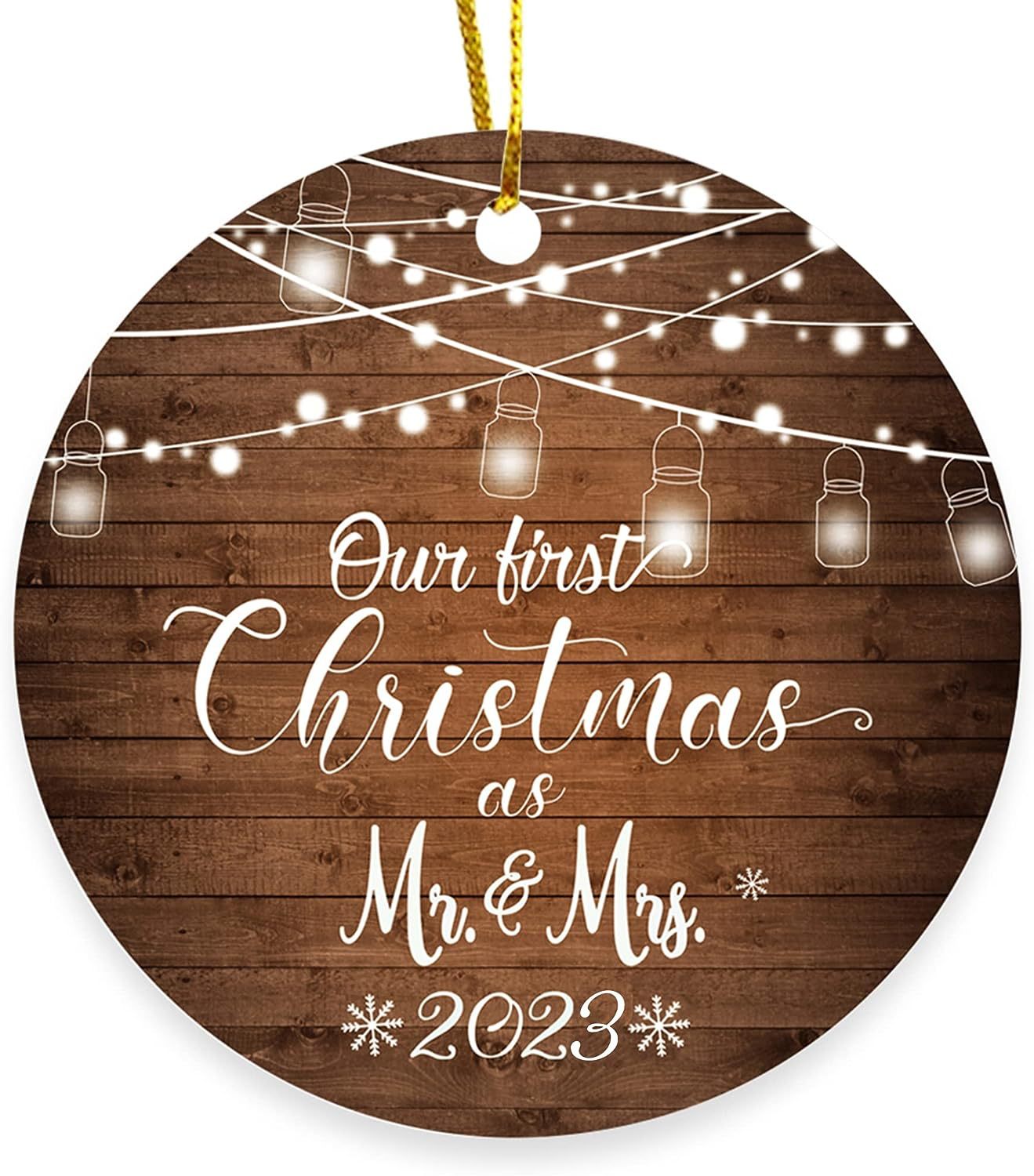 Round Christmas Wooden Hanging Decoration - Christian Home Decor