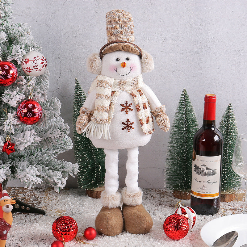 Retractable snowman Christmas window decoration with cloth fabric and festive design Main image