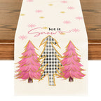 Modern Christmas table runner in pink color option
