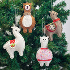 Festive alpaca and crane pendant ornaments for holiday decorating