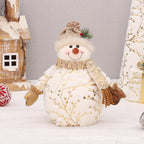 Medium sized velvet snowman with pointed hat for shelf display