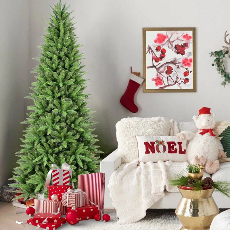 Christmas tree in home setting with presents underneath