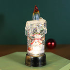 Candle light snowman ornament for holiday shelf display