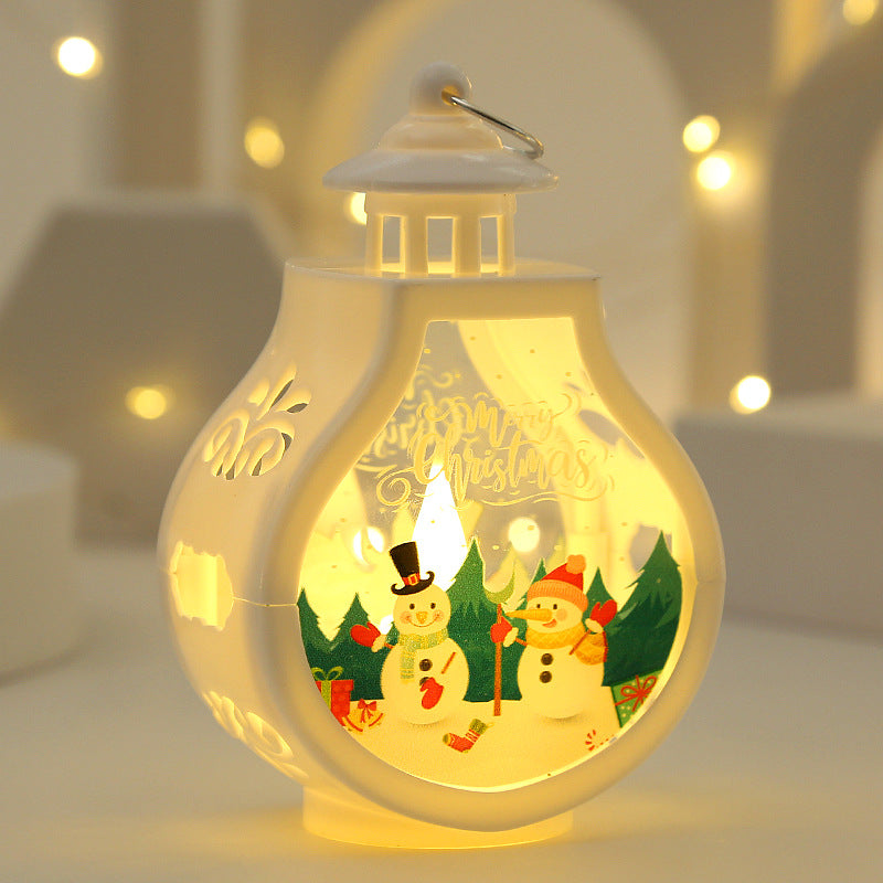 Festive pear-shaped candle lamp with Christmas tree design