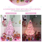 Close-up of pink PVC Christmas tree branches showing realistic silhouette