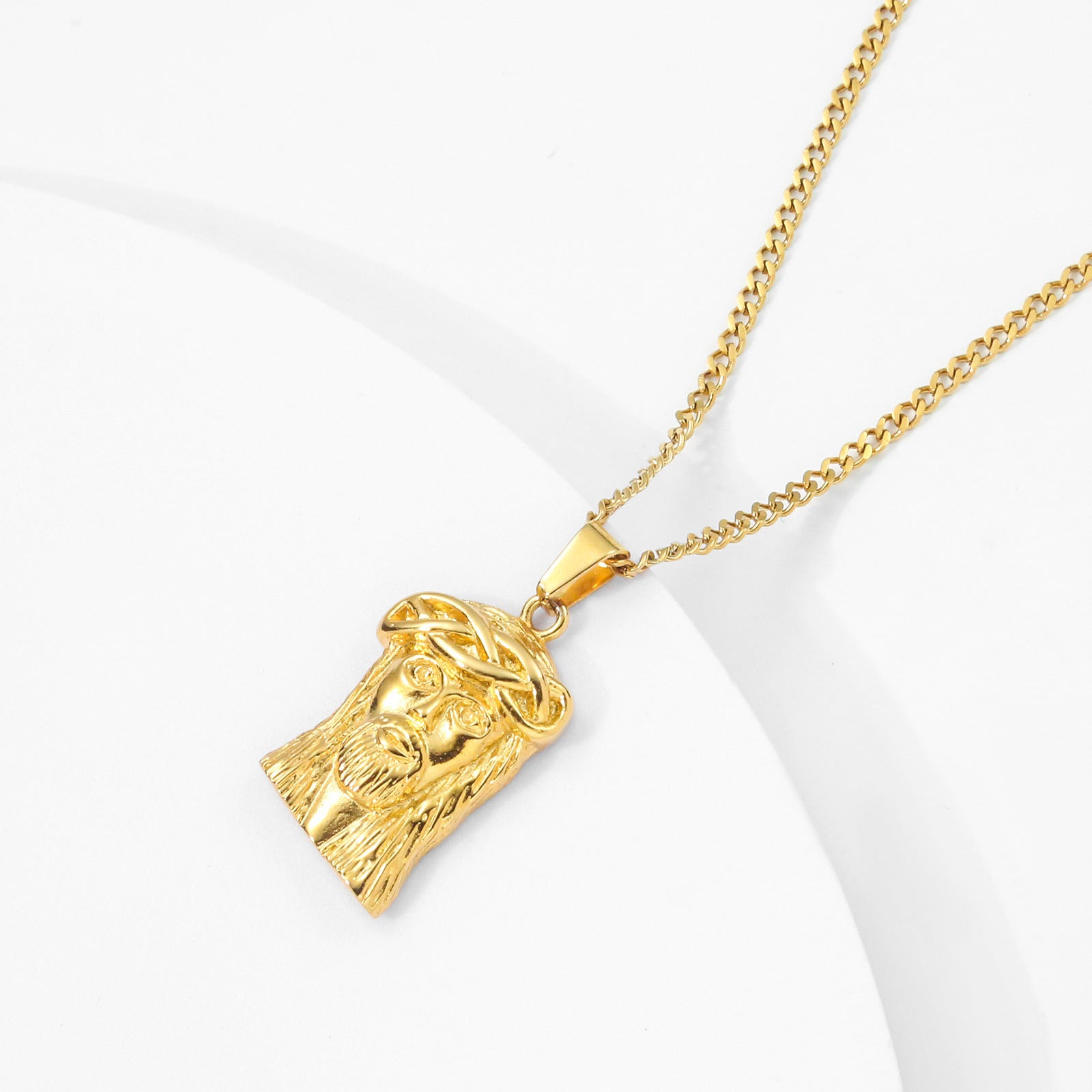 Stainless steel gold-tone pendant with adjustable chain option