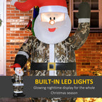 Camo Santa Inflatable with LED Lights - Outdoor Christmas Decor