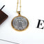 Retro round Jesus bead necklace with ball chain design in gold finish