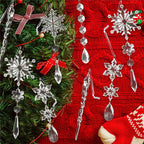 Cluster of angel wing heart pendants in Christmas colors