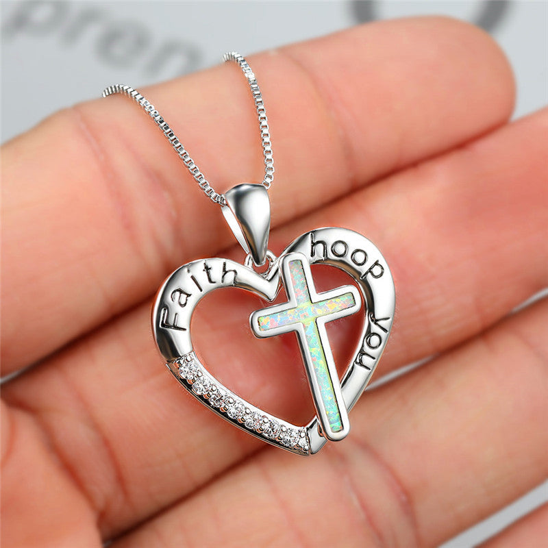 Elegant gold-plated cross heart necklace for women