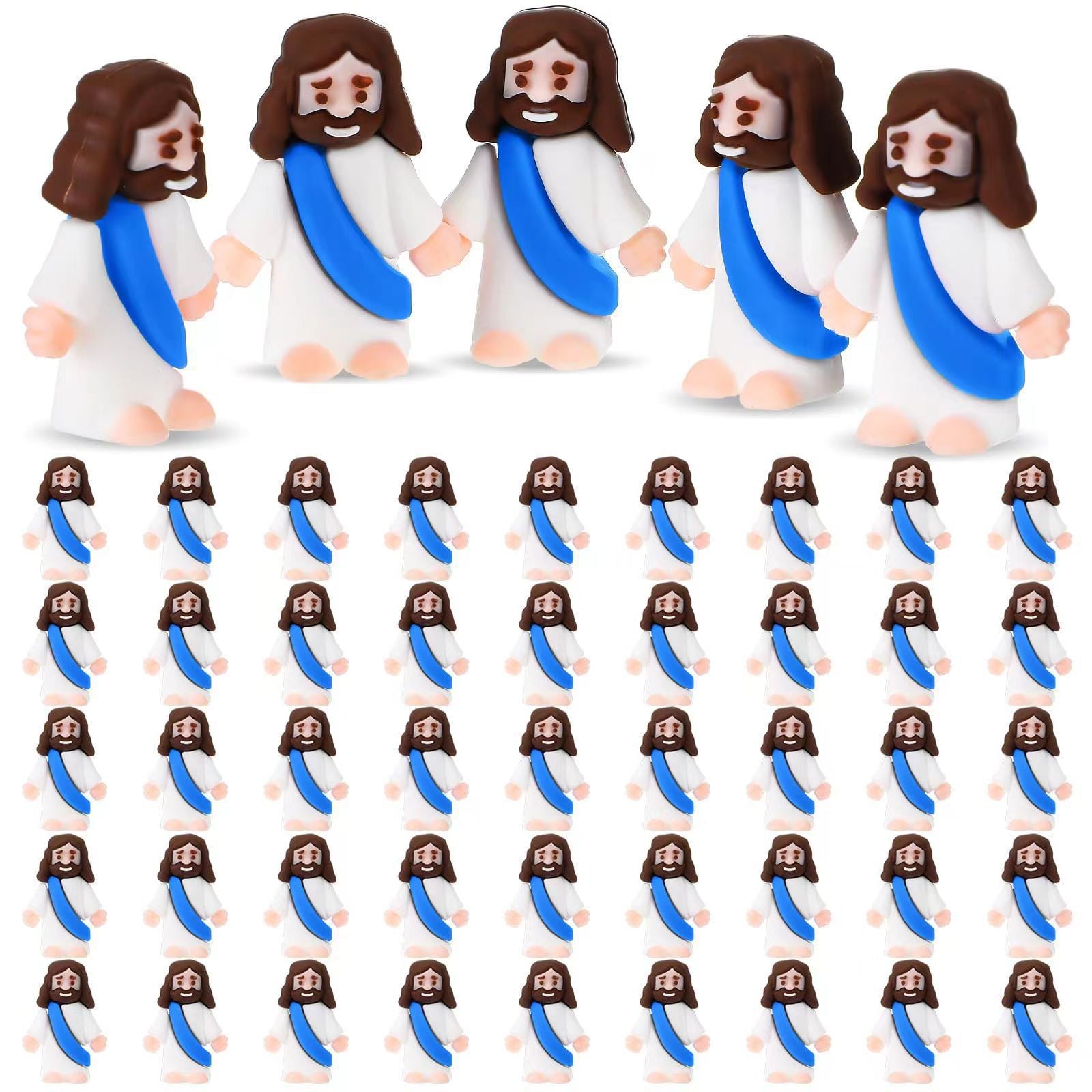 24-piece Mini Jesus figurine set in blue purple red yellow colors