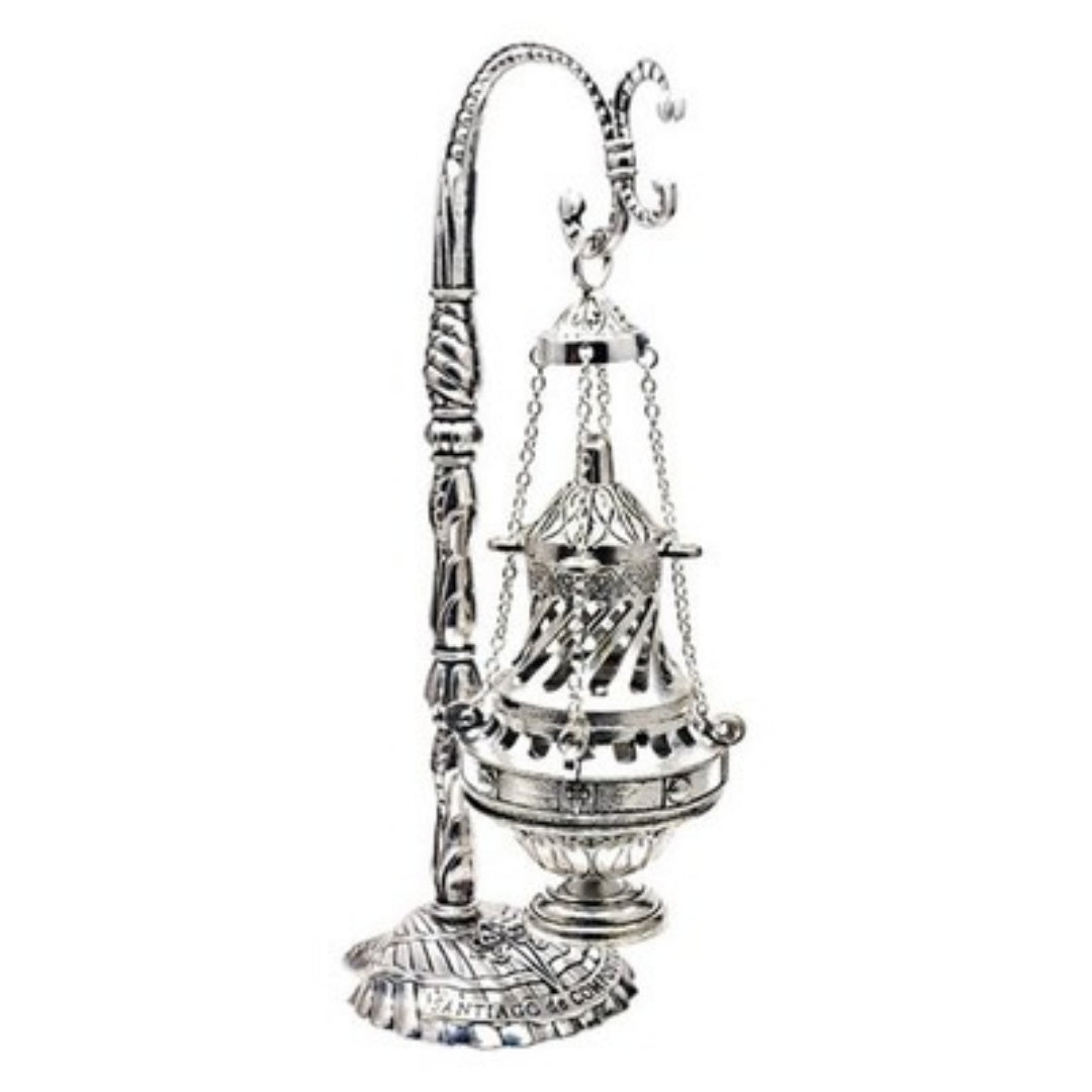Ornate hanging censer displayed as wall decoration