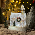 Christmas Crystal House displayed as elegant holiday table centerpiece