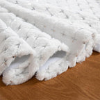 White Diamond Plaid Christmas Tree Skirt featuring sequins and soft fabric