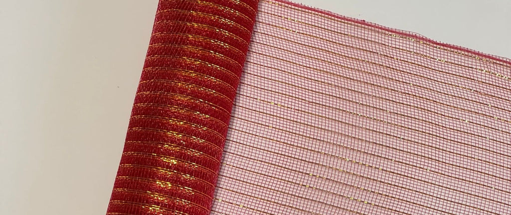 Red and gold ribbon for Christmas tree decorating and gift wrapping