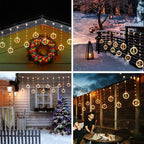 LED string lights wrapped around staircase railing for festive home ambiance