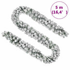 Christmas garland decorated for staircase railing with snow effect