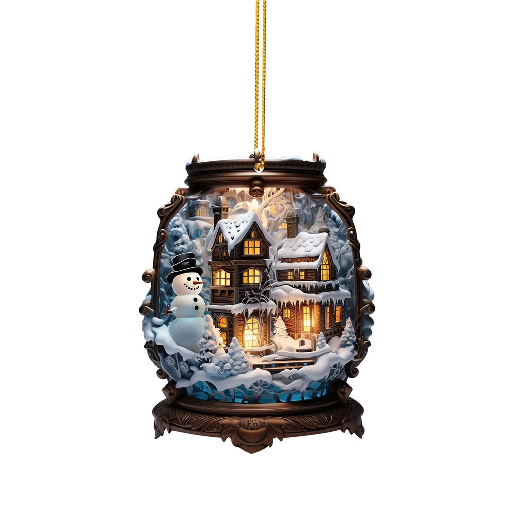 Acrylic snowman decorative pendant for Christmas with modern flat design