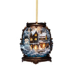 Acrylic snowman decorative pendant for Christmas with modern flat design