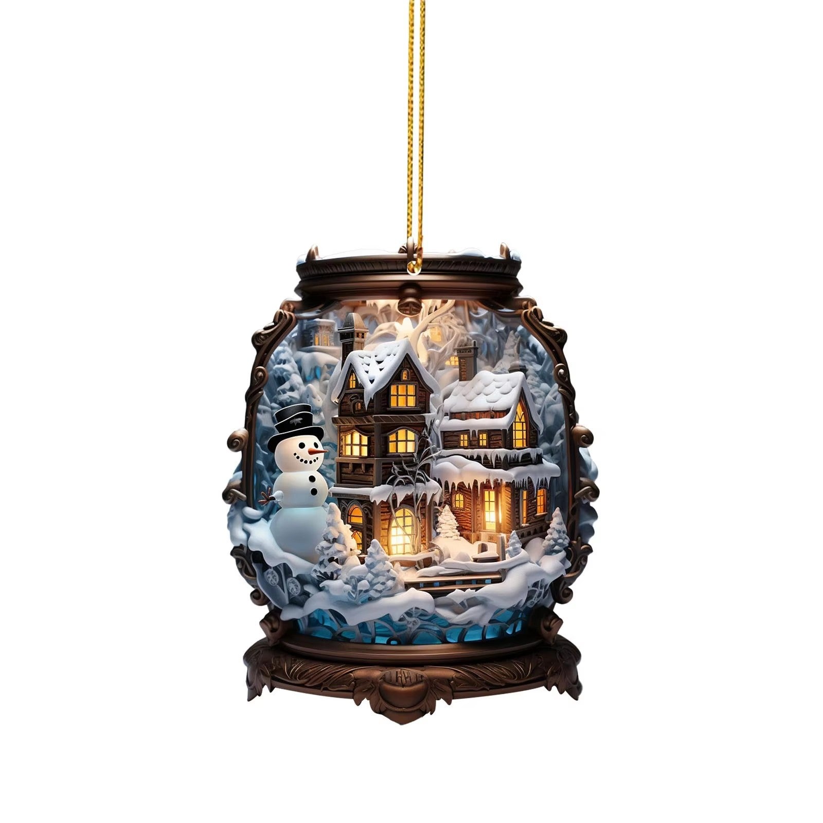Acrylic snowman decorative pendant for Christmas with modern flat design